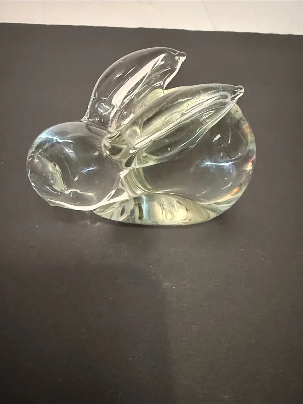 Clear Glass Bunny Figurine - vintage crystal Decorative Home Accent